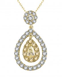 MULTI TONE PEAR DIAMOND PENDANT (TP2828)