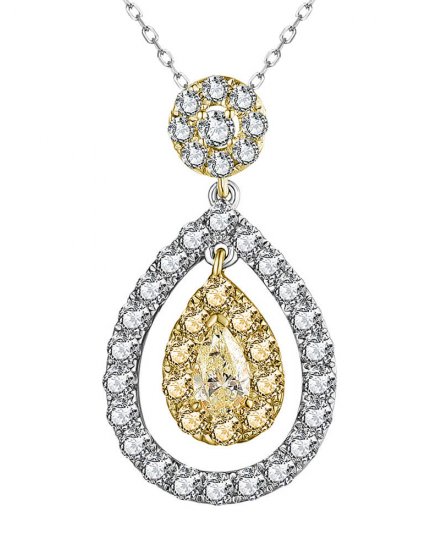 MULTI TONE PEAR DIAMOND PENDANT (TP2828)