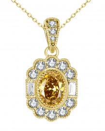 MULTI TONE OVAL DIAMOND PENDANT (TP2834)