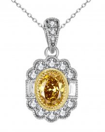 MULTI TONE OVAL DIAMOND PENDANT (TP2834)