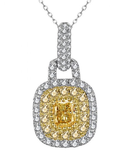 MULTI TONE CUSHION DIAMOND PENDANT (TP2836)