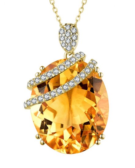 OVAL SHAPE CITRINE DIAMOND PENDANT (TP2903)