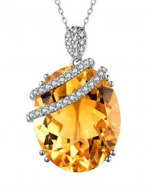 OVAL SHAPE CITRINE DIAMOND PENDANT (TP2903)