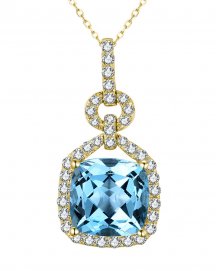 CUSHION SWISS BLUE TOPAZ DIAMOND PENDANT (TP2950)
