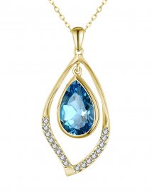 PEAR SWISS BLUE TOPAZ DIAMOND PENDANT (TP2959)