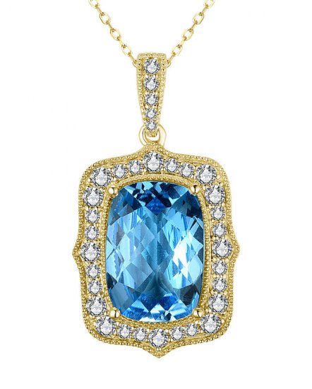 CUSHION SWISS BLUE TOPAZ DIAMOND PENDANT (TP2960)