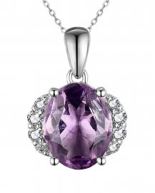 OVAL AMETHYST DIAMOND PENDANT (TP2961)