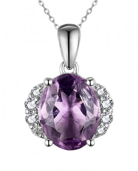 OVAL AMETHYST DIAMOND PENDANT (TP2961)