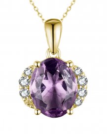 OVAL AMETHYST DIAMOND PENDANT (TP2961)