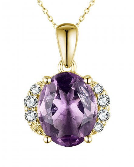 OVAL AMETHYST DIAMOND PENDANT (TP2961)
