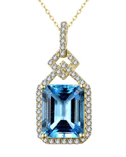 EMERALD CUT SWISS BLUE TOPAZ DIAMOND PENDANT (TP2965)