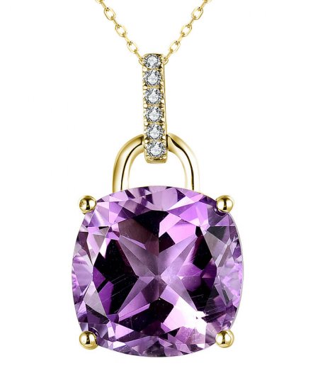 CUSHION AMETHYST DIAMOND PENDANT (TP2966)