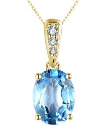 OVAL SWISS BLUE TOPAZ DIAMOND PENDANT (TP2967)