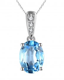 OVAL SWISS BLUE TOPAZ DIAMOND PENDANT (TP2967)