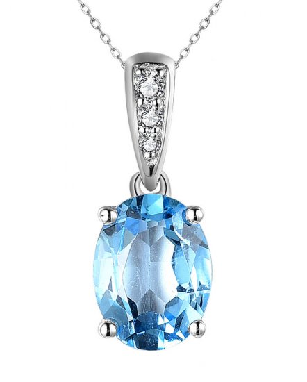 OVAL SWISS BLUE TOPAZ DIAMOND PENDANT (TP2967)