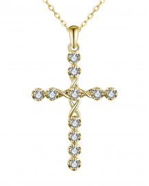 CRISS CROSS STYLE CROSS DIAMOND PENDANT (TP2968)