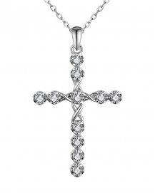 CRISS CROSS STYLE CROSS DIAMOND PENDANT (TP2968)