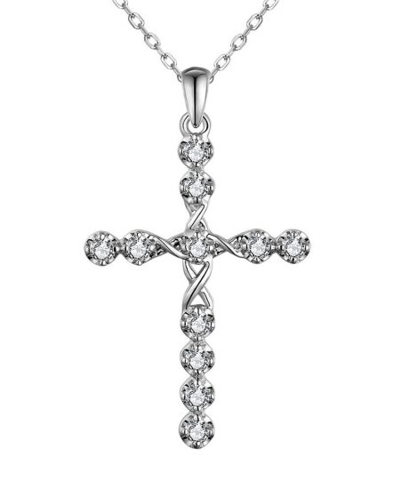 CRISS CROSS STYLE CROSS DIAMOND PENDANT (TP2968)