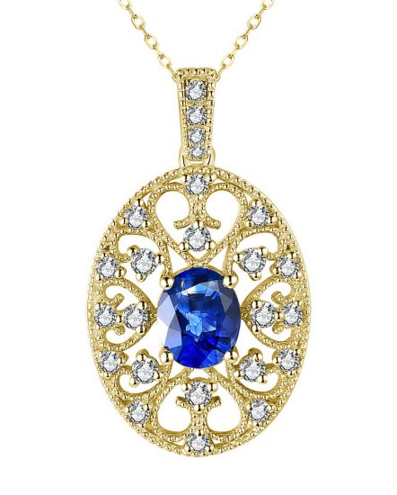 OVAL SAPPHIRE DIAMOND PENDANT (TP2970)