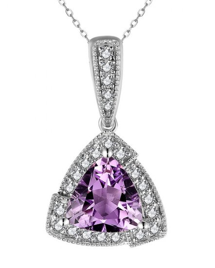 TRIANGLE AMETHYST DIAMOND PENDANT (TP2973)