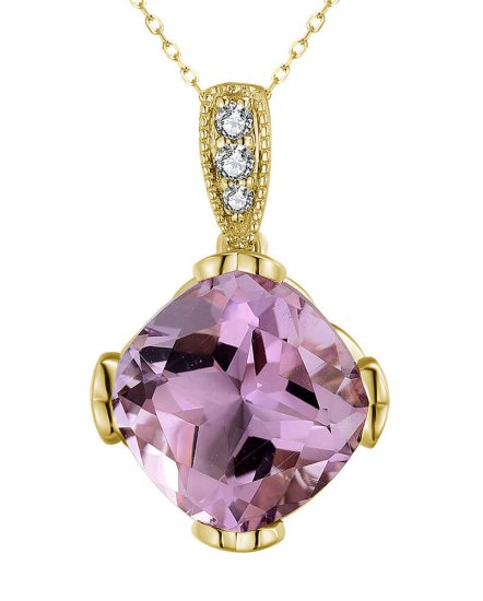 CUSHION AMETHYST DIAMOND PENDANT (TP2993)