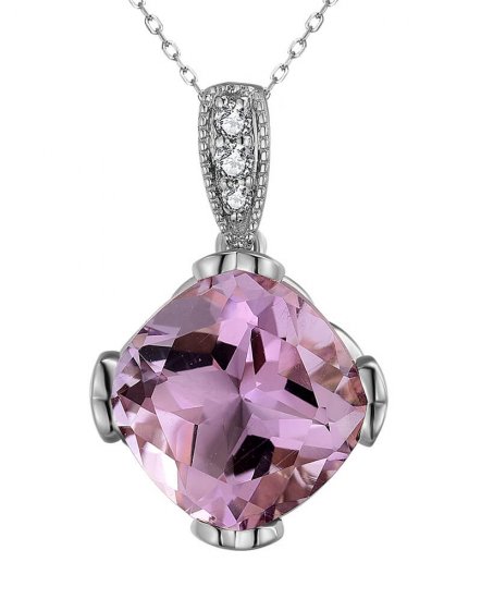 CUSHION AMETHYST DIAMOND PENDANT (TP2993)