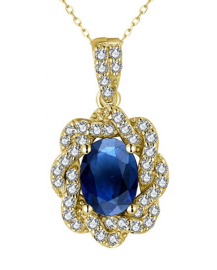 OVAL SAPPHIRE DIAMOND PENDANT (TP2996)