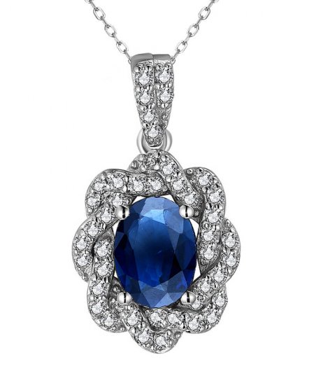 OVAL SAPPHIRE DIAMOND PENDANT (TP2996)