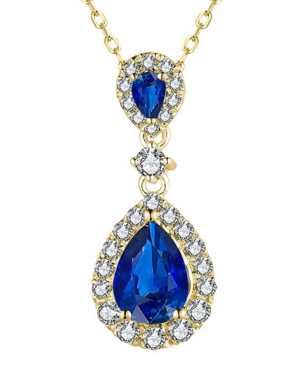 PEAR SAPPHIRE DIAMOND PENDANT (TP3015)