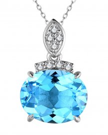 OVAL SWISS BLUE TOPAZ DIAMOND PENDANT (TP3026)