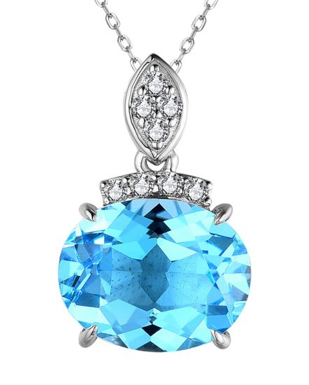 OVAL SWISS BLUE TOPAZ DIAMOND PENDANT (TP3026)