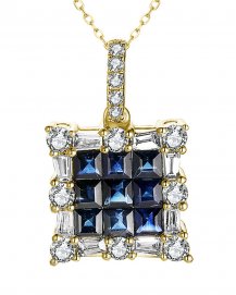 PRINCESS CUT SAPPHIRE DIAMOND PENDANT (TP3030)