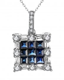 PRINCESS CUT SAPPHIRE DIAMOND PENDANT (TP3030)
