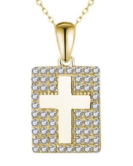 DOG TAG STYLE CROSS DIAMOND PENDANT (TP3057)