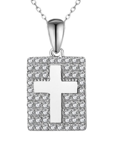 DOG TAG STYLE CROSS DIAMOND PENDANT (TP3057)