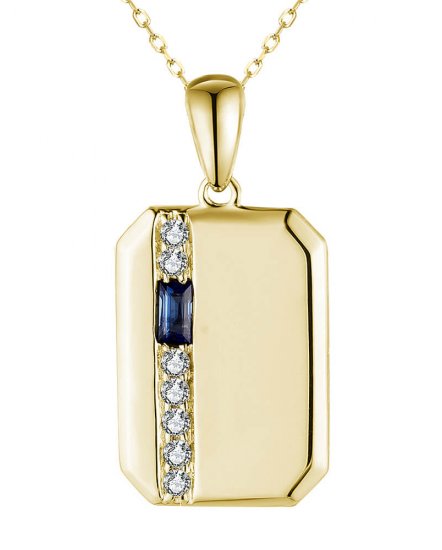 DOG TAG STYLE SAPPHIRE DIAMOND PENDANT (TP3079)