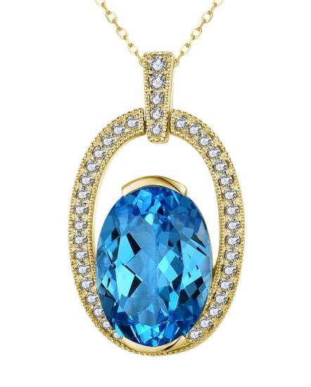 OVAL SWISS BLUE TOPAZ DIAMOND PENDANT (TP3080)