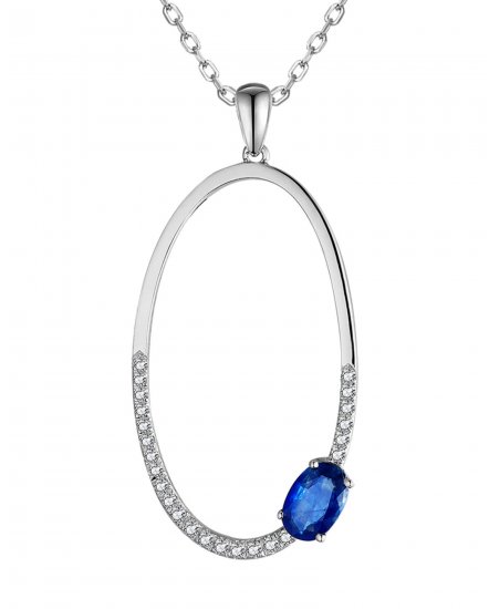 OVAL SAPPHIRE DIAMOND PENDANT (TP3099)