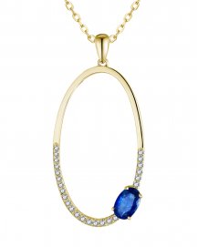 OVAL SAPPHIRE DIAMOND PENDANT (TP3099)