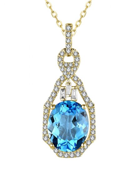 OVAL SWISS BLUE TOPAZ DIAMOND PENDANT (TP3102)