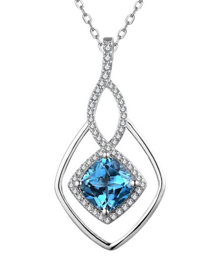 CUSHION LONDON BLUE TOPAZ DIAMOND PENDANT (TP3124)