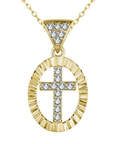 OVAL STYLE CROSS DIAMOND PENDANT (TP3141)