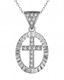 OVAL STYLE CROSS DIAMOND PENDANT (TP3141)