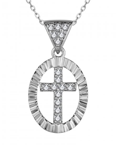 OVAL STYLE CROSS DIAMOND PENDANT (TP3141)