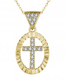 OVAL STYLE CROSS DIAMOND PENDANT (TP3141)