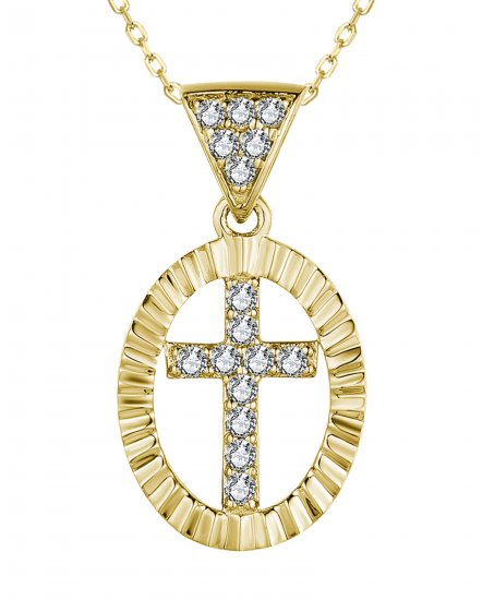OVAL STYLE CROSS DIAMOND PENDANT (TP3141)