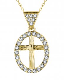 OVAL STYLE CROSS DIAMOND PENDANT (TP3142)