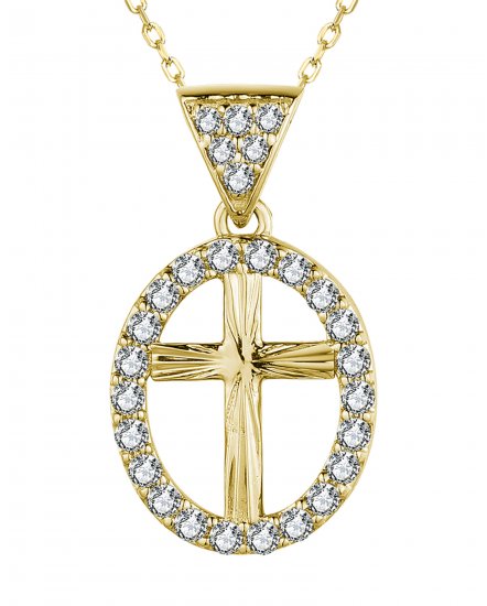 OVAL STYLE CROSS DIAMOND PENDANT (TP3142)