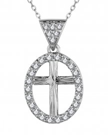 OVAL STYLE CROSS DIAMOND PENDANT (TP3142)