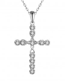 CRISS CROSS STYLE CROSS DIAMOND PENDANT (TP3178)